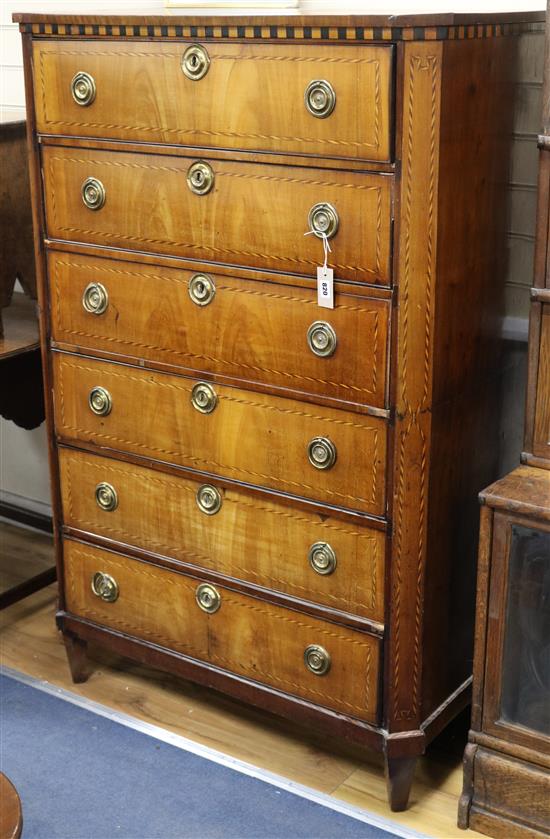 An early 19th century Dutch inlaid mahogany tall chest W.99cm